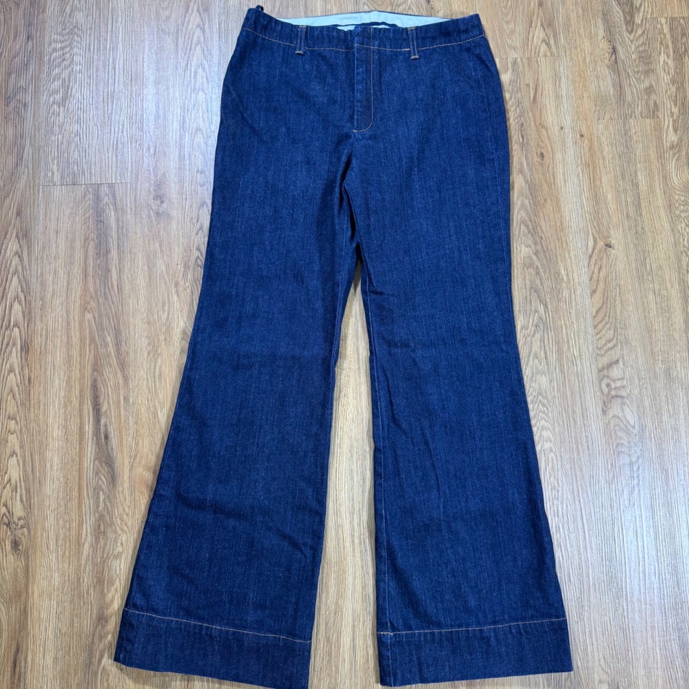 2006 Gap Women Dark Wash Wide Leg Denim Trousers Jeans Size 12 Indigo High Rise